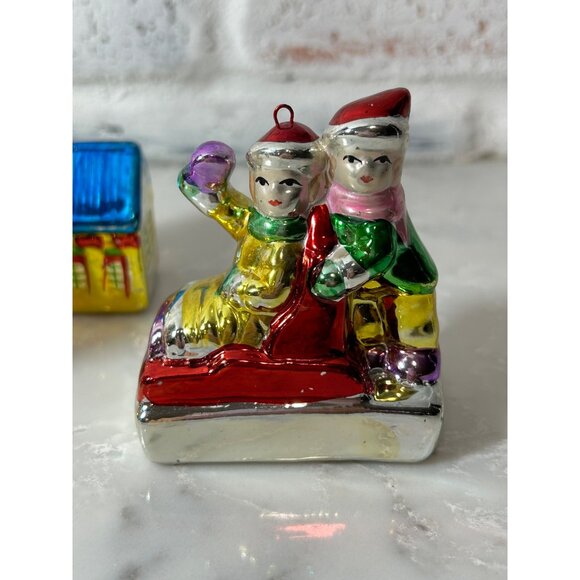 Rare! USSR Russian Vintage Christmas Ornament Lot Ceramic? Heavy Chrome Finish - Picture 2 of 14